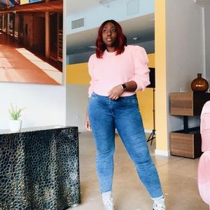 Baby Pink Puffed Sleeved Knitted Top | H&M